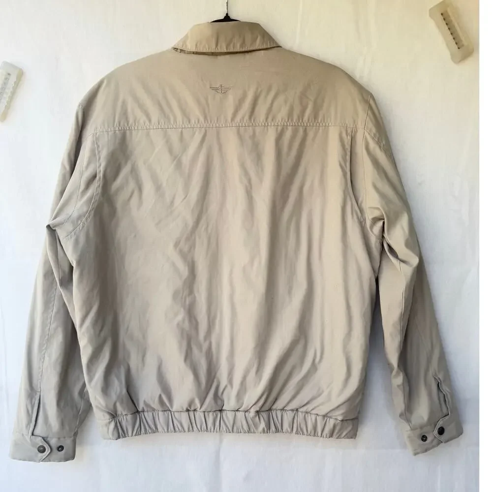 Dockers Men's Khaki Zip Fleece Lined Harrington Windbreaker Jacket Medium